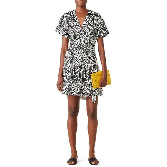 Theory Everyday VNeck Shift Dress Zebra Graphic Print Cotton Black White P - Picture 13 of 15